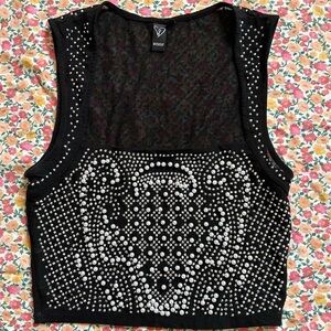 Windsor Black Embellished Studded Tank Top